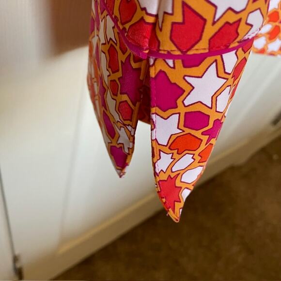 Lands' End Dress 3/4 Sleeve Multi-Color Stretch Geometric Women's Petite Medium - Picture 6 of 8